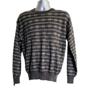 VTG Hills & Archer Geometric Pattern  Brwon Textured Knit‎ Sweater Size M #0017